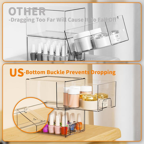 Yieach 4.4" Closet,Medicine Bottles,Pacifier,6 Tall Small Clear Acrylic Stackable Storage Drawers for Vanity,Under