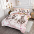 Set 2 3D Set HOSIMA Horse Bedding for Girls, Pink Cherry Blossom Printed Twin Comforter with Pillowcases, Farm Wild