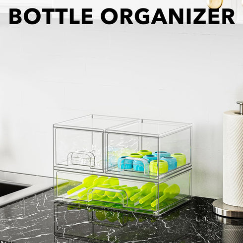 Countertop, 3 Pack, 2S1L, 7.8"H SpaceAid Bottle Storage Organizer Baby - Acrylic Bottles Station Organizer Container