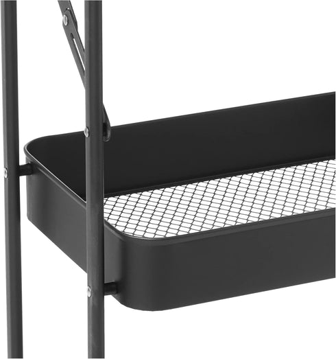 Urban Lifestyle WK640925 3 Tier Foldable Metal Rolling Storage Utility Cart, No Tools Assembly, Black