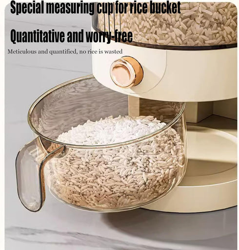 Peaoop 22LBS (22lb) Rice Dispenser, Large Grain Container Storage with Lid Measuring Cylinder Household Cereal