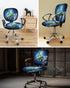 Sea Turtle Office Chair Cover, Stretch Rotating Computer Chair Seat Back Covers, Navy Blue Ombre Desk Chair Slipcovers