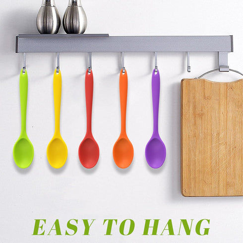 HANSGO 5PCS Small Silicone Spoons, 8 Inch Nonstick Heat Resistant Kitchen Spoons for Cooking, Baking, Stirring