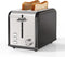 YSSOA Stainless Steel Toaster 2 Slice, Extra Wide Slot, Removable Crumb Tray, 6 Shade Settings, Compact Oven, Black