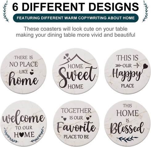 Set 6 Pack Set Housewarming Gifts for New Home Coasters Farmhouse Coffee Table Decor of Ceramic Cup Coaster Modern