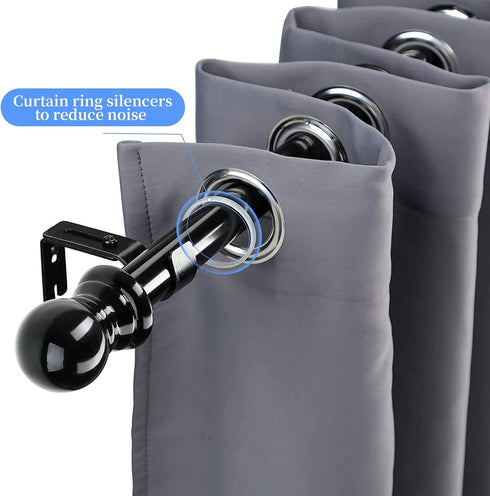 Curtain Rod, 48" - 84" Adjustable Black Curtain Rods for Windows, 1" Diameter with Brackets