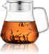 CNGLASS One-Touch Glass Tea Maker, 20oz (600ml) Glass Teapot with Stainless Steel Filter Lid