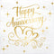 LeZakaa 25Pcs Happy Anniversary Paper Napkin, 3-Ply Gold Foil Cocktail Beverage Bar