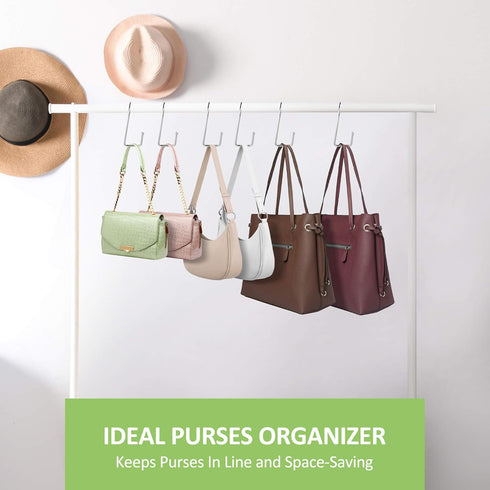 15 Pack Purse Hanger for Closet, Super Sturdy Purse Hooks, Hanging Backpack Bag Holder, Silver