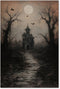WBSTGUE Dark Academia Wall Art, Gothic Halloween Poster, Vintage Haunted House Canvas Prints, 16x24inch Unframed