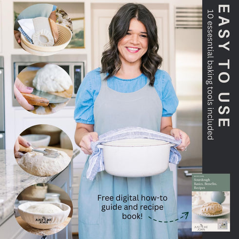 Sourdough Starter Kit Ultimate Sourdough Bread Baking Supplies w/Sourdough Starter Jar & Banneton Basket- Easy Cleaning