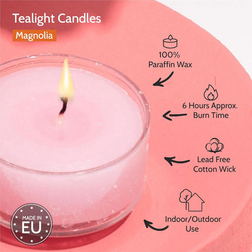 HYOOLA Scented Tealight Candles, Magnolia Scented, 15 Pack with 6 Hour Burn Time