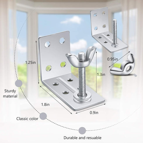 Roman Shade Wall L Bracket and Wingnut Ceiling or Wall Mount Brackets for Roman Shade Home Window Drapery (8)