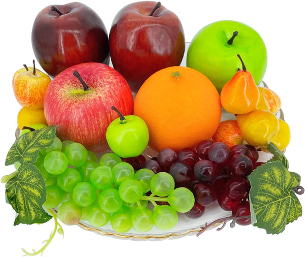 Fake Fruits, 22 Pcs Artificial Fruits for Decoration, Simulation Fruit Assorted Display