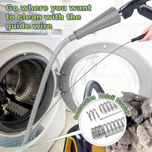 Sealegend 2PCS Dryer Vent Cleaner Kit, Guide Wire Vacuum Hose Attachment Brush Lint Remover for Power Washer and Dryer