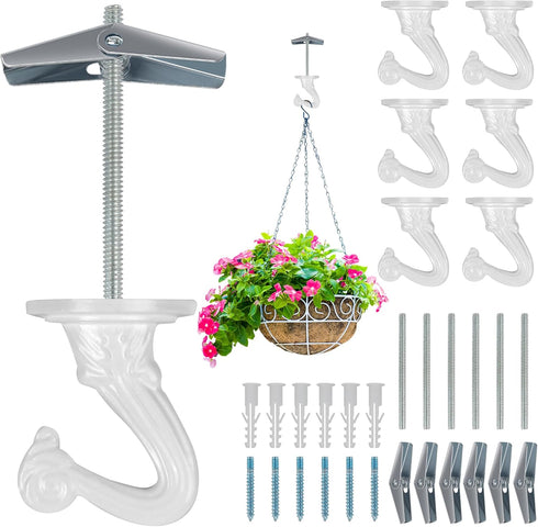 Aidoclip 6 pcs Ceiling Hooks for Hanging Plants,Hanging Hanging Lights Metal Small Hooks,Indoor
