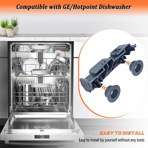 WD28X27241 Dishwasher Lower Rack Carrier and Roller Kit for GE, 2Pcs, Fits WD12X10438, WD12X10439, WD12X10446