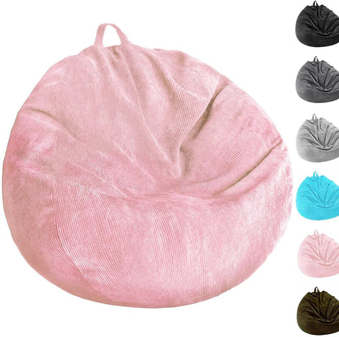 Kisoy Bean Bag Chair Cover (No Filler), Washable Ultra Soft Corduroy Cover for Stuffed Animal Storage, Organizing Plush