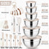 E-far 25PCS Mixing Bowls with Lid Set, Stainless Steel Nesting Prep Bowls with Grater Attachments for Cooking, Food