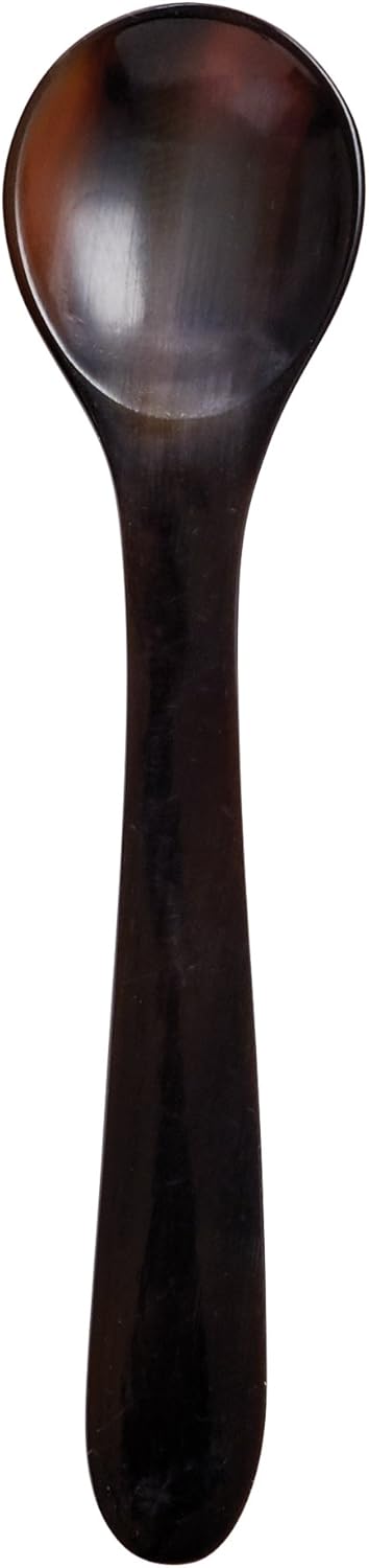 HIC Kitchen Handcrafted Ankole Cow Horn Caviar Scoop Spoon, 4.25-Inches, Unique Color Variance