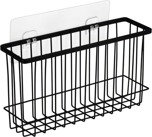 Toplife Wall Door Adhesive Kitchen Wrap Organizer Rack, No Drilling, Black Color