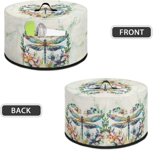 Dragonfly Floral Slow Cooker Dust Cover, Washable Appliance Cover for 6, 7, 8 Quart Oval Crock Pot