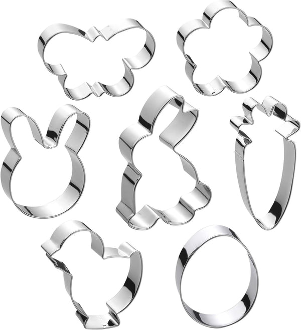 Easter Cookie Cutter Set, 7 Piece - Egg, Carrot, Bunny, Flower, Chick, Bunny Face, and Butterfly