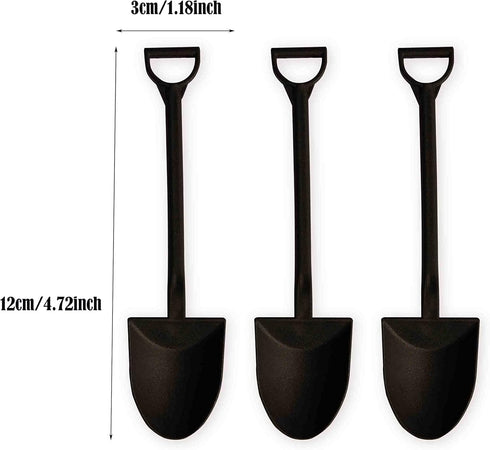 Mini Shovel Shape Spoons,Disposable Plastic Dessert Spoon,Black(100)