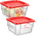 Suclain 2 Pcs Square Food Storage Container, Polycarbonate Clear with Red Lid, Commercial Kitchen Storage, 7.87 x 3.94