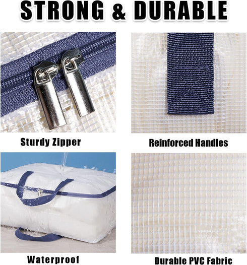 Clear Storage Bags with Zipper - 75L Extra Large Capacity for Closet, Underbed Storage Organizer for Clothes, Bedding