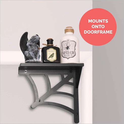 2 BELL BOOK AND CANDLE PC Spider Web Floating Shelves - Hang Separately or Together - Spooky Gothic Decor - Goth