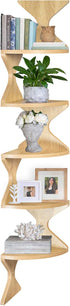 5 5 Zigzag Corner Shelf, Wood Corner Wall Shelf, Tier Floating Corner Shelves for Small Space Storage, Corner Bookcase