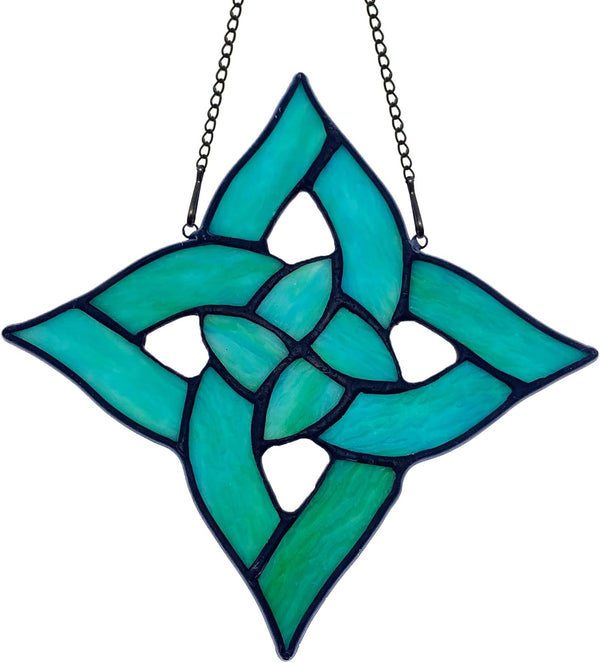 Celtic Trinity Knot Stained Glass Window Hanging Suncatcher Ornament, Handmade Irish Decoration Birthday Gifts for