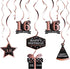 LINGTEER Happy 16th Birthday Decorations - 12 Pcs Black & Rose Gold Foil Swirls Streamer Set for Bday Party