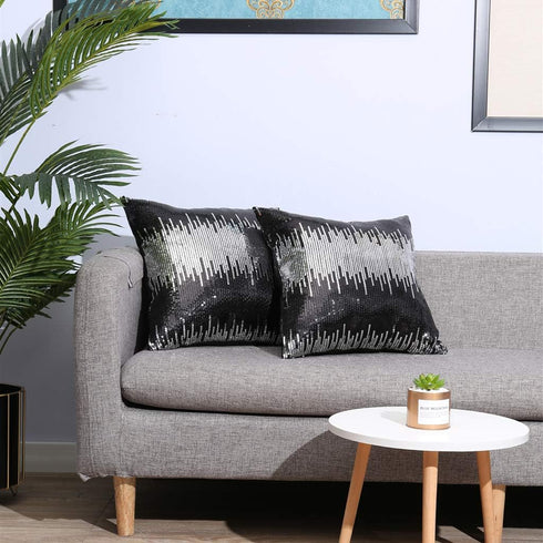 Juya Delight Throw Pillow Case, Set of 2 Sparkly Cushion Covers for Couch Sofa Home Decorative, 18x18 inches, Black