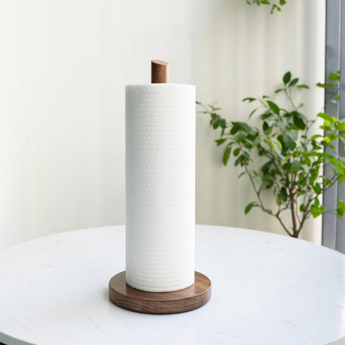 Countertop, Wooden Paper Towel Holder - Walnut Suction Cup Paper Roll Dispenser for Kitchen, Bathroom Laundry Simple