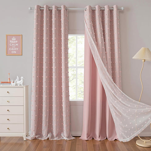 MYSKY HOME Pink Curtains for Girls Room 84 Inches Long 2 Panels