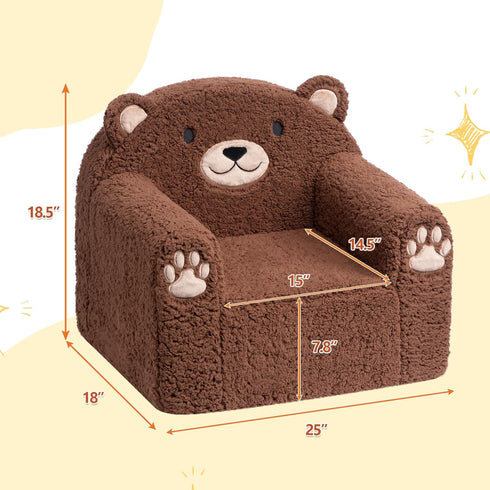 1-6, ALIMORDEN Animal Kids Chair,Sherpa Soft Kids Chair with Washable Cover, Comfy Kids Armchair for Toddlers Ages