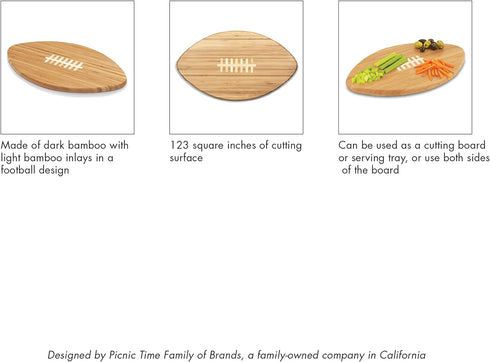 PICNIC TIME NFL Touchdown! Bamboo Cheese Board, Novelty Charcuterie Serving Platter, Wood Cutting Board
