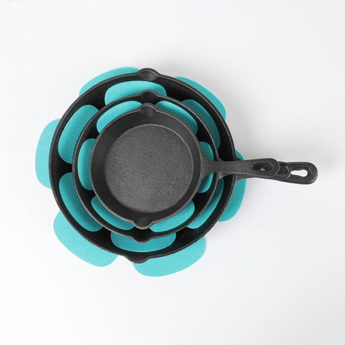 HAWOK Set of 3 Pot/Pan Protectors, 8 inch, 10 inch, 12 inch, Malachite Green