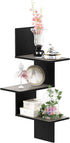 3-Tier Furinno Rossi Wall Mounted Shelves Rectangle French Oak Grey/Black