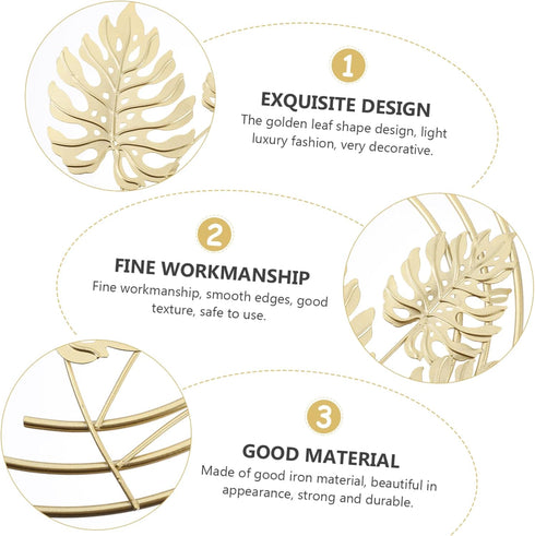 FUNOMOCYA Leaf Wall Hanging, Tropical Leaves Sculpture, Golden Palm Leaves Metal Wall Art Home Décor.