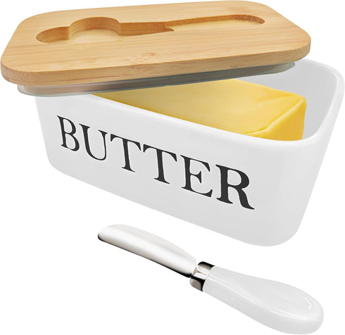Satax Butter Dish with Lid and Knife Spreader for Countertop and Refrigerator, Keep