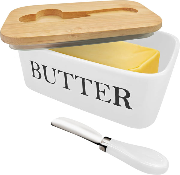 Satax Butter Dish with Lid and Knife Spreader for Countertop and Refrigerator, Keep