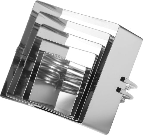 Square Biscuit Cutter with Handle - 5 Pieces/Set Stainless Steel Nesting Cookie Cutters for Easy Storage