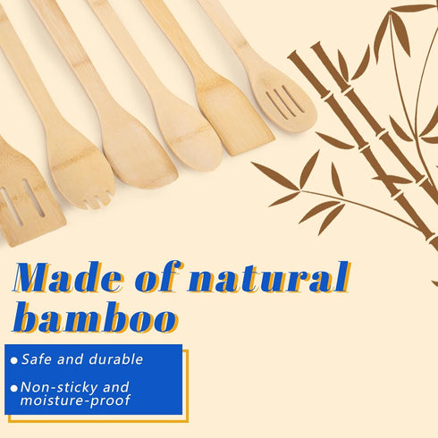 HANSGO 6PCS Bamboo Cooking Utensils Set, Spatula Spoons for Home Kitchen, Housewarming Gift