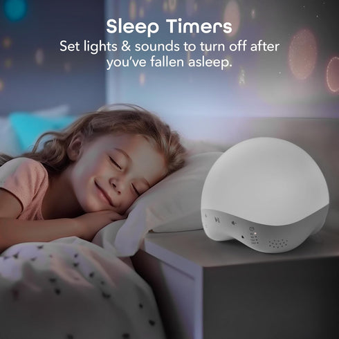 25 Geeni Rise and Shine Baby White Noise Machine with Night Light, Soothing Sounds, RGB Colors, Customizable Sleep