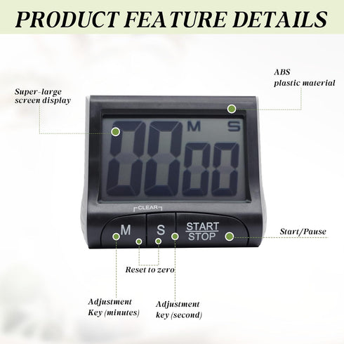 BXF SPORTS Large LCD Display Kitchen Timer -Magnetic Digital Timers,Loud Alarm,Memory and Fast Forward Function,Cooking