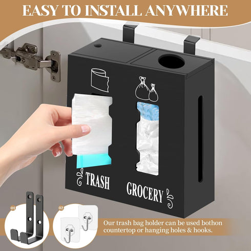 CMXZSAM 2 1 in Trash Bag Dispenser and Grocery Bag Holder, Large Wooden Trash Bag Holder,Trash Bag Dispenser