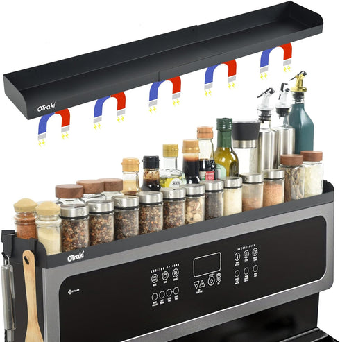 16-32 inch 4 OTraki Magnetic Stove Top Shelf Spice Rack for Stove Adjustable Over the Stove Shelf Stainless Steel